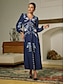 billige Print Dresses-Puff Sleeve Floral V Neck Maxi Dress