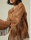 economico giacche e cappotti-Suede Fringed Flare Sleeve Jacket