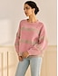 cheap Sweaters-Chenille Set-in Crew Neck Ribbed Knit Sweater