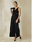 baratos Jumpsuits-Twisted Cotton V Neck Jumpsuit