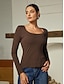 abordables T - shirts-Solid Viscose Casual Long Sleeve T Shirt