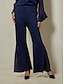 billige Two Piece Sets-modal bryllup gjest flare mansjett patchwork langermet strikk todelt sett