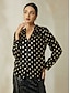 economico bluse-Polka Dot Chiffon Juliet Sleeve Blouse