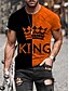 preiswerte Short Sleeve-Herren T-Shirt Tee Tee Letter Splicing King Rundhalsausschnitt Schwarz / Gelb Schwarz / Grau Blau Orange Rot 3D Druck Plus Size Causal Täglich Kurzarm Kleidung Kleidung Basic Vintage Chic &amp; Modern