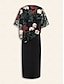 baratos Vestidos de Renda-Embroidered Floral Sleeveless Maxi Dress