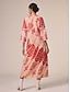 preiswerte Print Dresses-Bohemia Ethnic Print Notched Oversized Maxi Dress