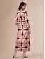 abordables Print Dresses-Geometric Notched Collar Maxi Dress