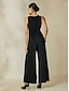 cheap Jumpsuits-Cotton Twisted Front Elegant V Neck Jumpsuit