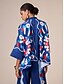 abordables Blouses-Artistic Satin Retro Print Standing Collar Shirt