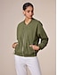 cheap Jackets &amp; Coats-100% Cotton Embroidered Bomber Zipper Crew Neck Jacket