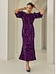 cheap Party Dresses-Velour Sequin Puff Sleeve Sparkly Elegant Maxi Dress