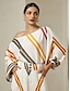 cheap Two Piece Sets-Satin Multi Color Stripe Slash Neck Blouse &amp; Beige Casual Daily Pants Two Piece Sets