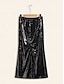 abordables Skirts-Vintage Sequin Glitter Lined Party Midi Skirt