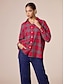 baratos Shirts-Cotton Plaid Collared Long Sleeve Shirt