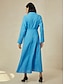 cheap Casual Dresses-100% Cotton Solid Button Up Casual Maxi Shirt Dress