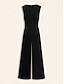 economico Jumpsuits-Cotton Twisted Front V Neck Jumpsuit