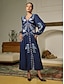 billige Print Dresses-Puff Sleeve Floral V Neck Maxi Dress