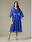 baratos Vestidos de Renda-Brand Cape Sleeve Chiffon Midi Dress