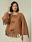 billige jakker og kåper-Fringed Suede Flare Sleeve Jacket