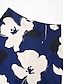 cheap Skirts-Navy Blue Floral Ankle Length Skirts