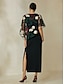 preiswerte Silvester Kleider-Embroidered Floral Sleeveless Maxi Dress