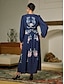 abordables Print Dresses-Puff Sleeve Floral Maxi Dress