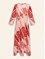 abordables Print Dresses-Notched Collar Oversized Ethnic Print Maxi Dress