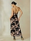 cheap Party Dresses-Sequin Elegant Floral Sleeveless Backless Maxi Dress