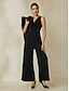 economico Jumpsuits-Cotton Twisted Front V Neck Jumpsuit