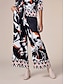 cheap Two Piece Sets-Satin Geometric Printing Two Piece Set