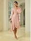 cheap Party Dresses-Sequin Belted Pink Ruffle Elegant Midi Dress