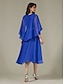 billige Kjoler til nyttårsaften-Cape Sleeve Chiffon Midi Dress