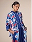 abordables Blouses-Artistic Satin Retro Print Standing Collar Shirt