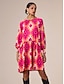 baratos Print Dresses-Geometric Satin Casual Dress