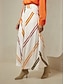 cheap Two Piece Sets-Satin Orange Crossover Collar Blouse &amp; Multi Color Stripe Wide Leg Pants Two Piece Sets