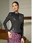 economico Blouses-Sequin Ruched Glitter Fashion Blouse