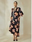 baratos Print Dresses-Elegant Chiffon Floral Maxi Dress