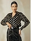 economico Blouses-Polka Dot Chiffon Juliet Sleeve Blouse