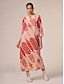 cheap Print Dresses-Ethnic Printing with Pockets notched collar Oversized Bohemia Vacation Maxi Dress