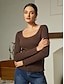 cheap T-shirts-Viscose Solid Casual Long Sleeve T-shirt