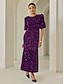 cheap Party Dresses-Velour Sequin Puff Sleeve Sparkly Elegant Maxi Dress