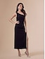 cheap Party Dresses-Black Fringe Irregular Hem One Shoulder Elegant Fashion Dress