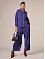 cheap Two Piece Sets-Flax Drop Shoulder Shirt Collar Pocket Two Piece Set