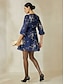 abordables Print Dresses-Ruched Floral V Neck Chiffon Mini Dress