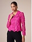 baratos jaquetas e casacos-Lace Design Short Jacket