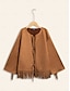 abordables vestes et manteaux-Suede Fringed Design Flare Sleeve Jacket