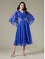 cheap Party Dresses-Chiffon half Cape Sleeve Elegant Midi Dress