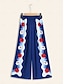 cheap Pants-Satin Loose Wide Leg Vacation Artistic/ Retro Printing Causal Pants