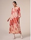 billige Print Dresses-Printing Notched Collar Pockets Oversized Maxi Dress