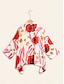 billige Shirts-Floral Magyar Sleeve Irregular Hem Shirt Collar Casual Daily Shirt